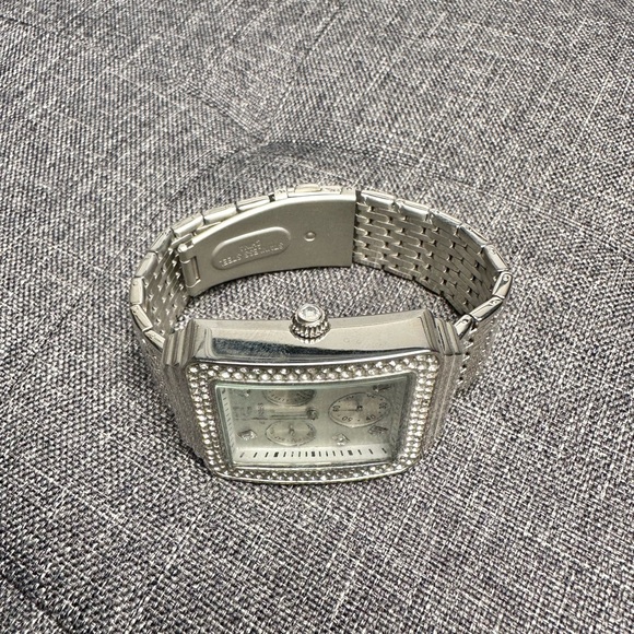 Express Women’s Silver-Tone Square Dial Watch with Crystal Accents - Picture 2 of 6